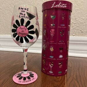 NIB Bachelorette Bride “Last Night Out” Hand Painted 15oz Wine Glass & Free Gift